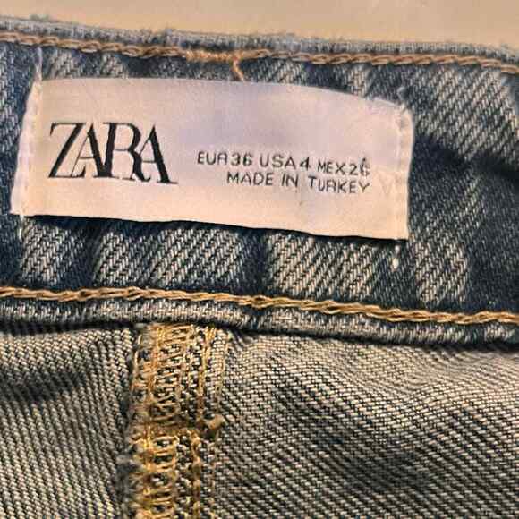 Zara High Waisted Zip Hem Retro Jeans Size 4 - Picture 5 of 9